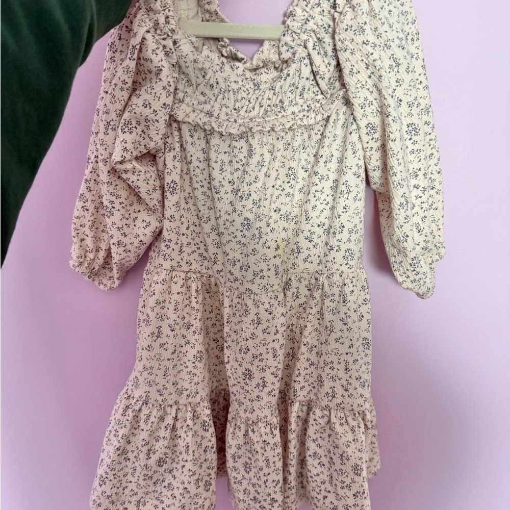 Floral Cream Dress with Long Sleeves